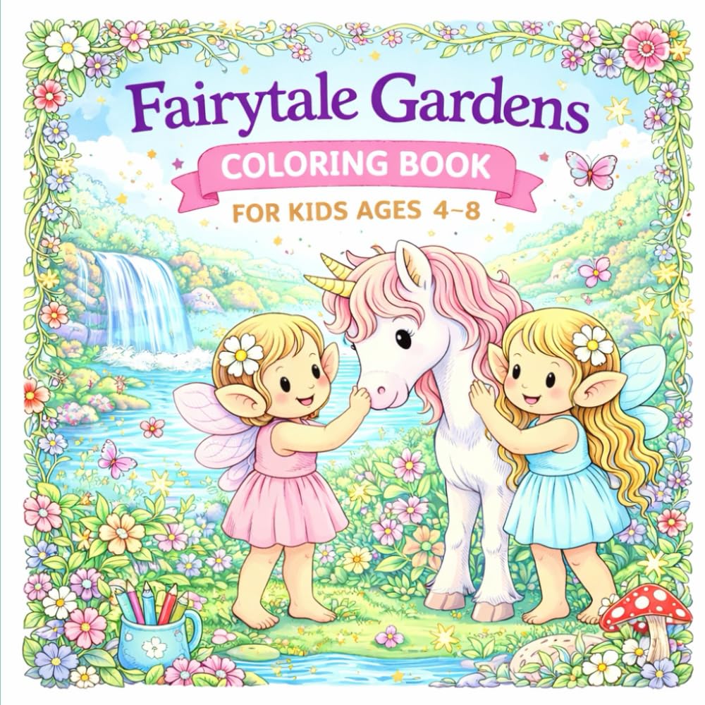 Fairytale Gardens Coloring Book for Kids Ages 4–8: Sweet Fairy Adventures, Enchanted Gardens & Magical Coloring for Kids