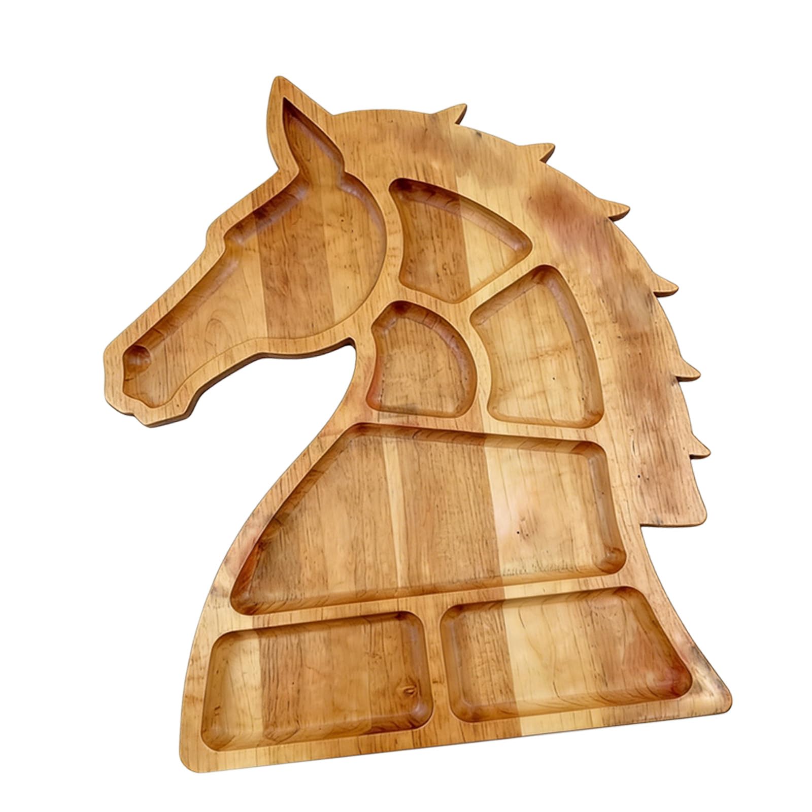 ZEPFJHE Wooden Horse Shape Serving Tray with Multiple Compartments for Cheese Fruits Nut and Snacks Bucolic Home Decors Western Decors Serving