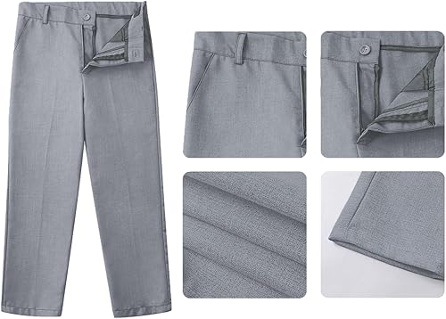 Miniatura 6 de Conjunto de trajes formales de 4 piezas con calce ajustado para niños, traje de esmoquin para niños, con chaleco, camisa, pantalones y corbata,