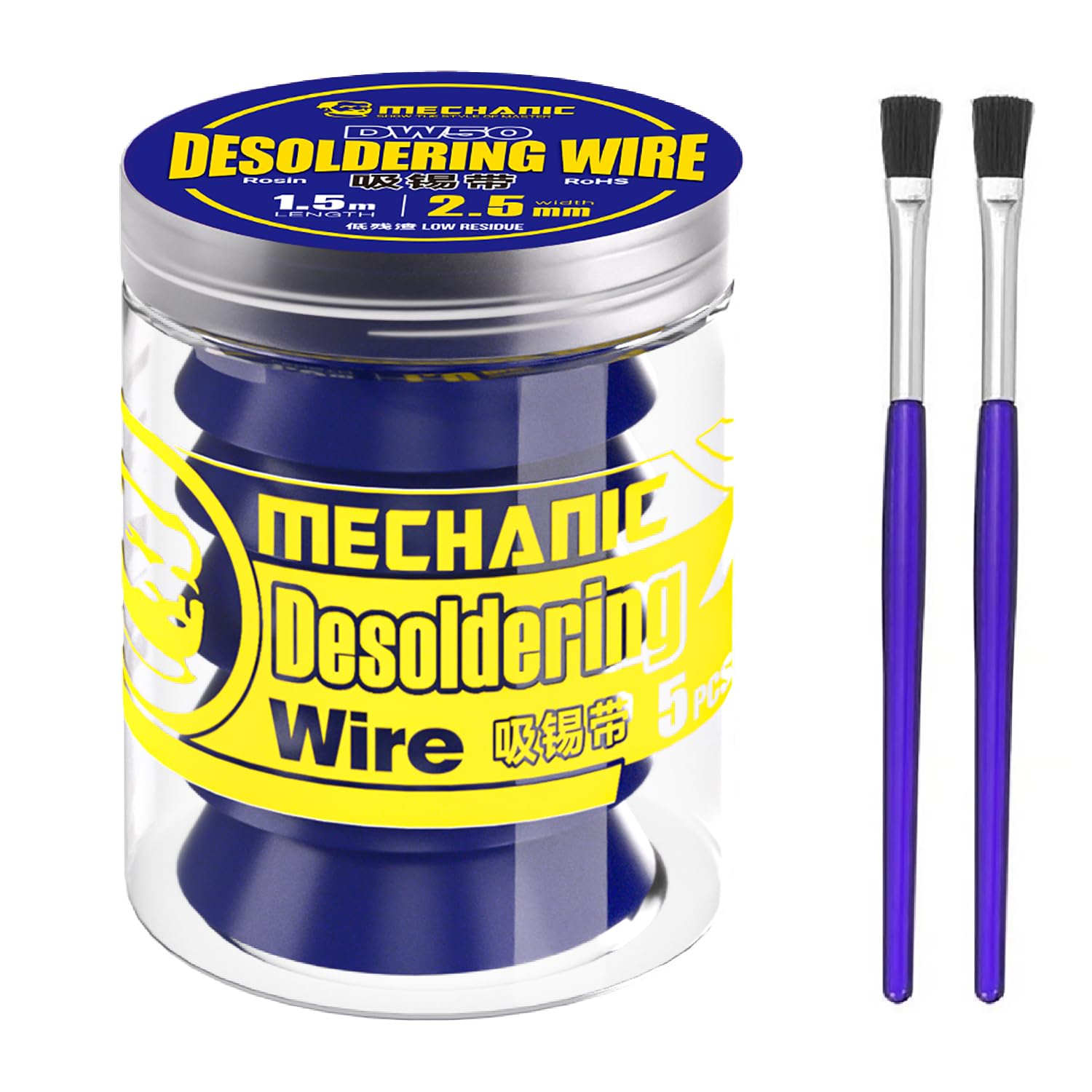 5 Pieces/Lot DW50 Desoldering Wire Wick Braid Remover Tool Solder Sucker No-Clean soldering Wick Wire Roll and Disassemble Electrical Components (