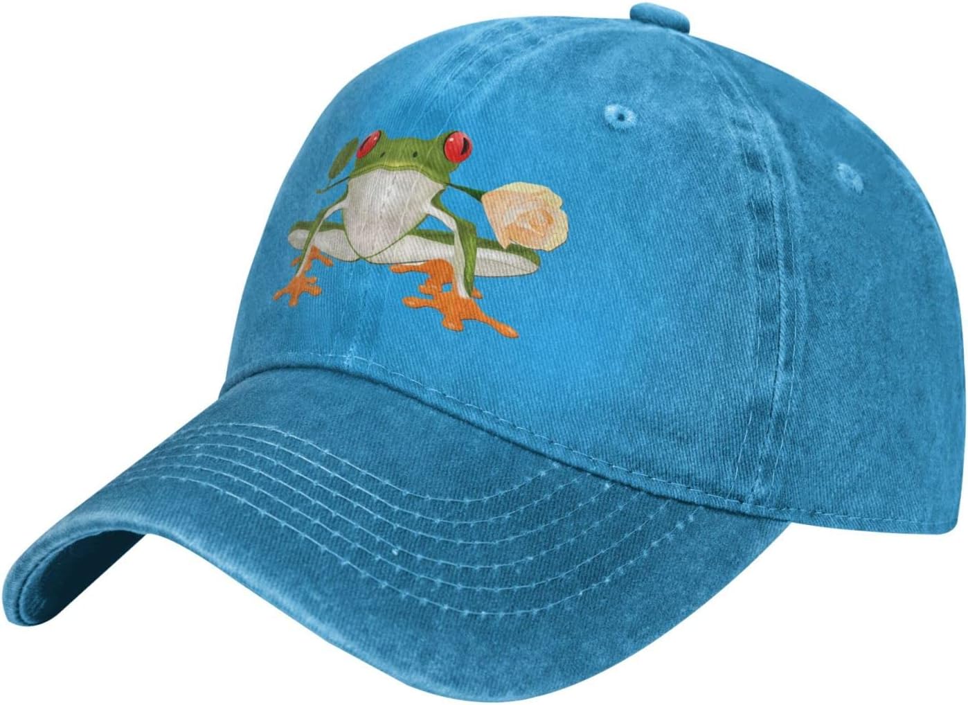 Funny Frog Hat Baseball Cap for Men Women Adjustable Outdoor Sports Dad Hats Black image 2