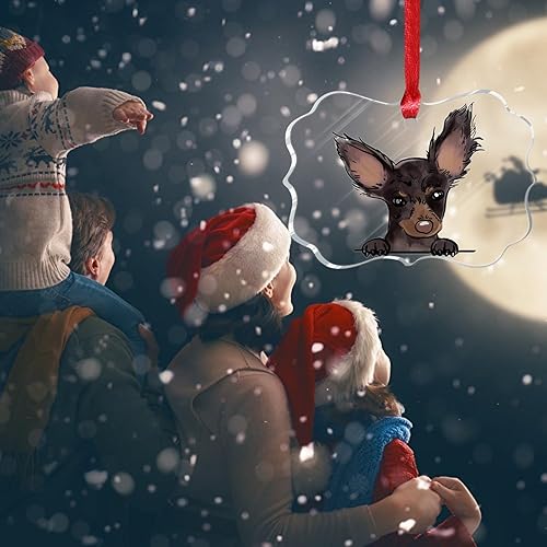 Miniatura 5 de Adorno  Acuarela Peeking Dog Mom Adorno de Navidad para niños Juguete ruso Terrier Adornos Decoración de Navidad Recuerdo Perro Memorial Acrílico