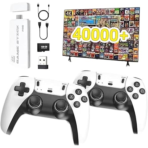 Retro Gaming Console，23 Classic Emulators,4K HDMI Output,Plug and play Retro Game Stick Built in 40000+ Games with 2.4G Wireless Controllers(128GB)
