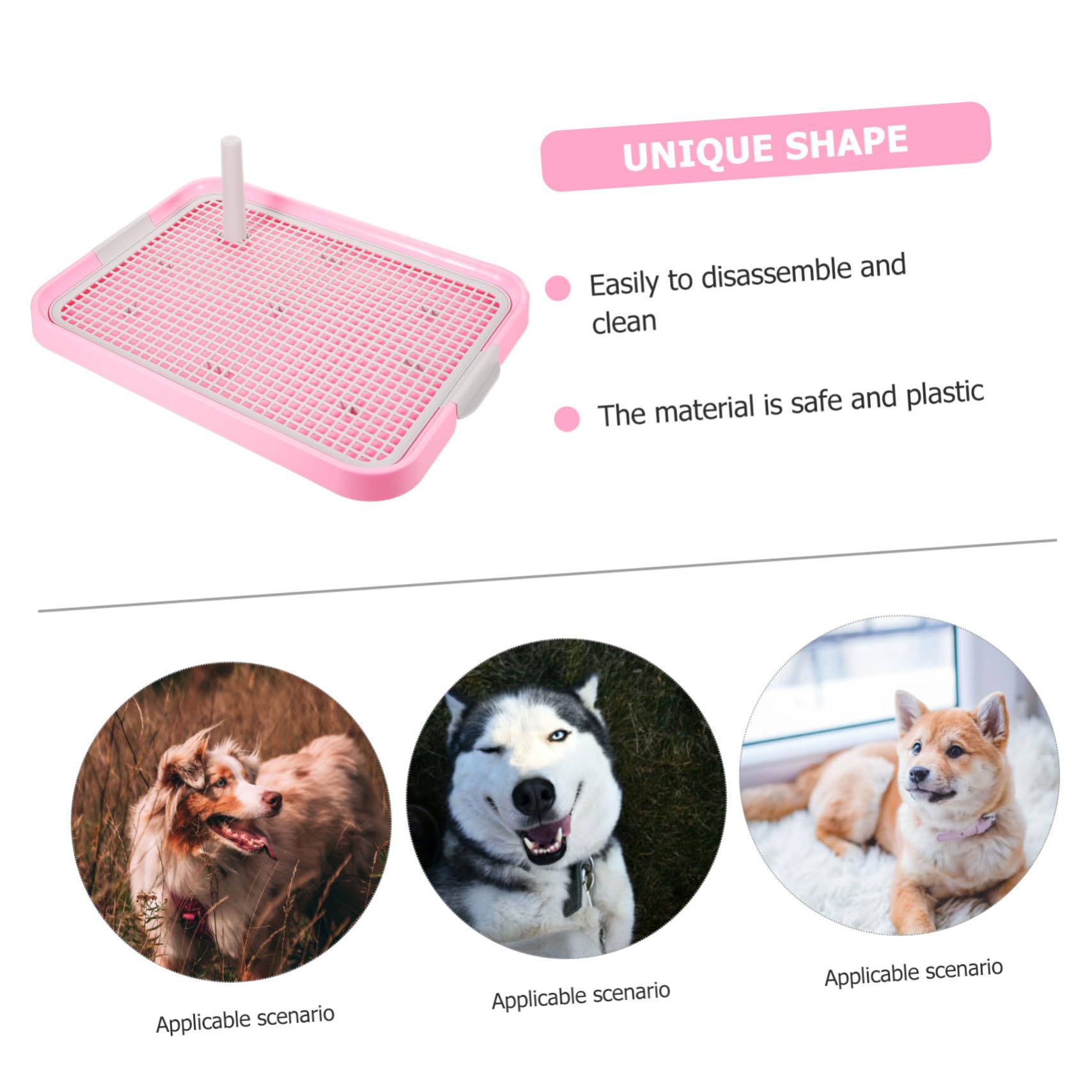 DOITOOL Toilette per Cani con Colonna Ergonomica e Antiscivolo Vasino Addestramento Cucciolotti di Taglia Piccola e Media Igienico e Facile da Pulire Rosa