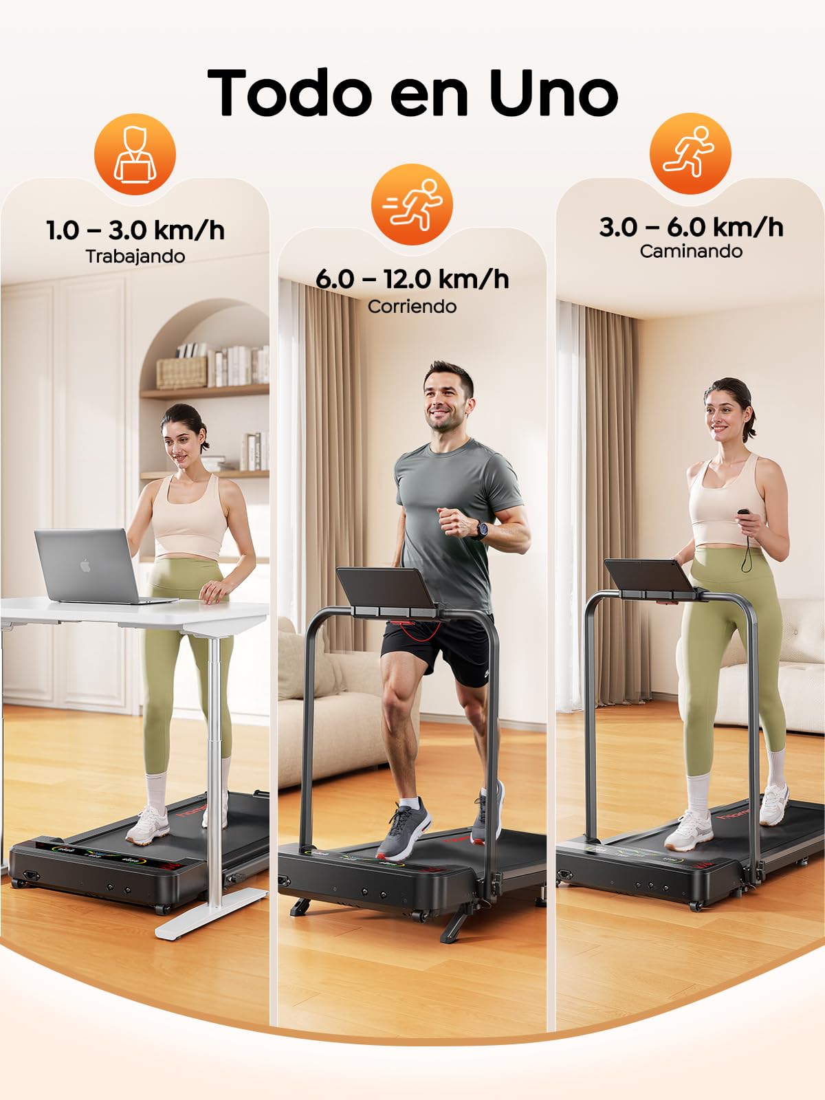 HOMETRO Cinta de Correr y Andar Plegable, Cinta Eléctrica 5 en 1 con 9% Inclinación Alta, 2.5HP (12 km/h), Walking Pad Inteligente con App y Bluetooth, Gym en Casa