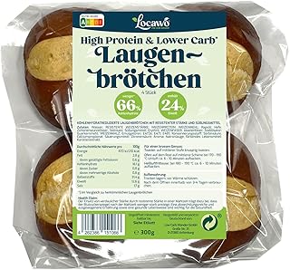 Locawo High Protein & Low Carb Laugenbrötchen | Eiweißbrötchen | Voller Weizengeschmack | ideal für eine eiweißreiche, kalorien- und zuckerreduzierte Ernährung
