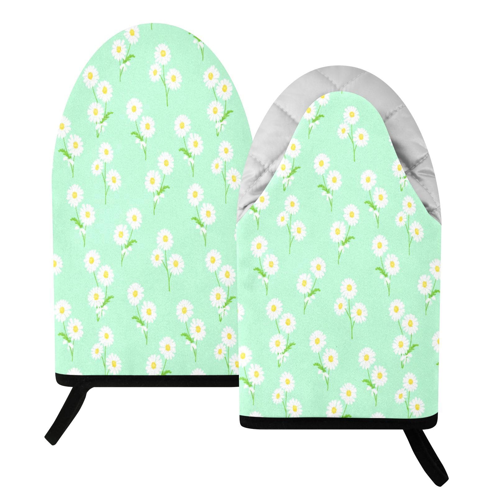 BURSTDDY Daisy Oven Mitt,Heat Resistant Kitchen Mitts for Cooking