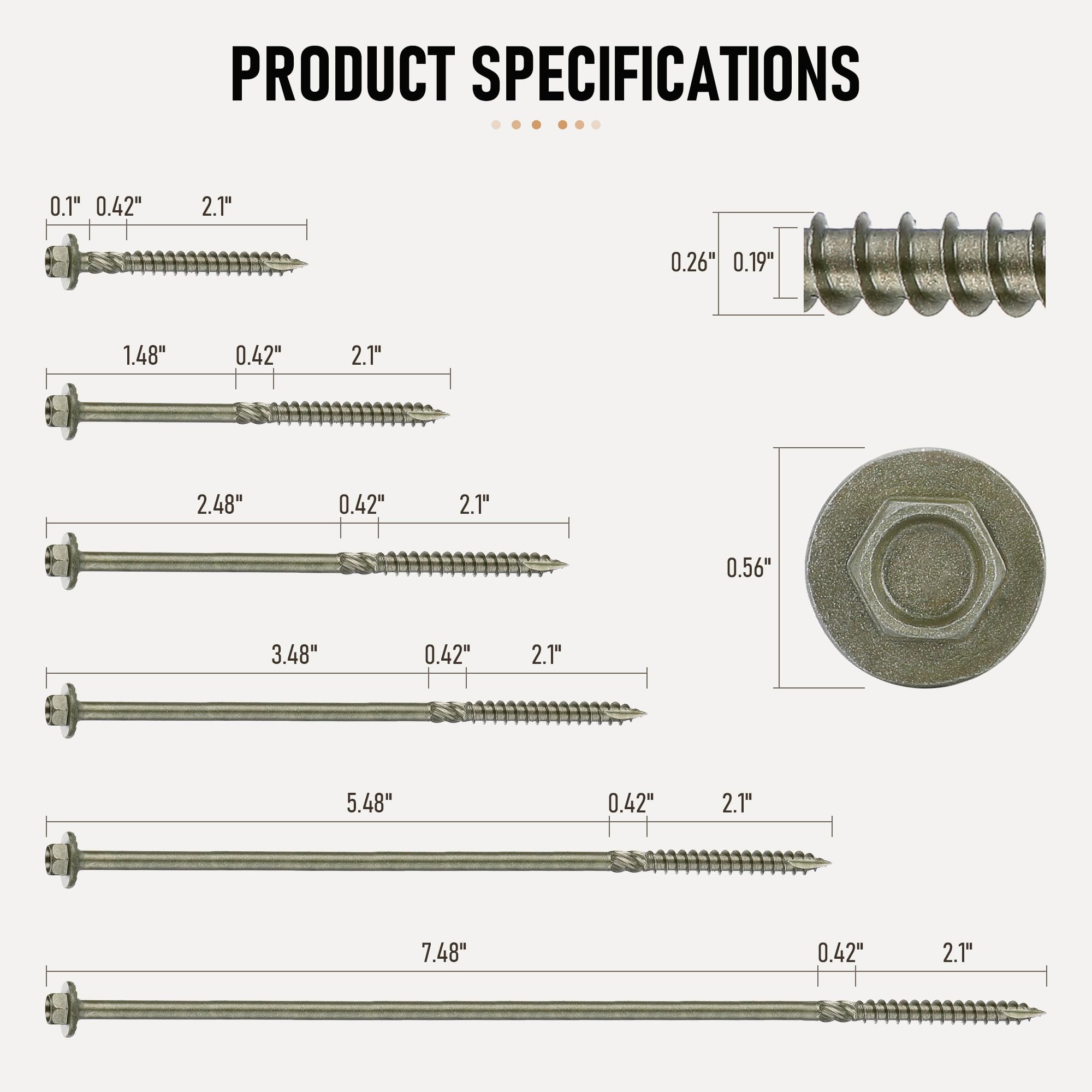 Heavy Duty Wood Screws - Lag Screws for Outdoor Projects -3