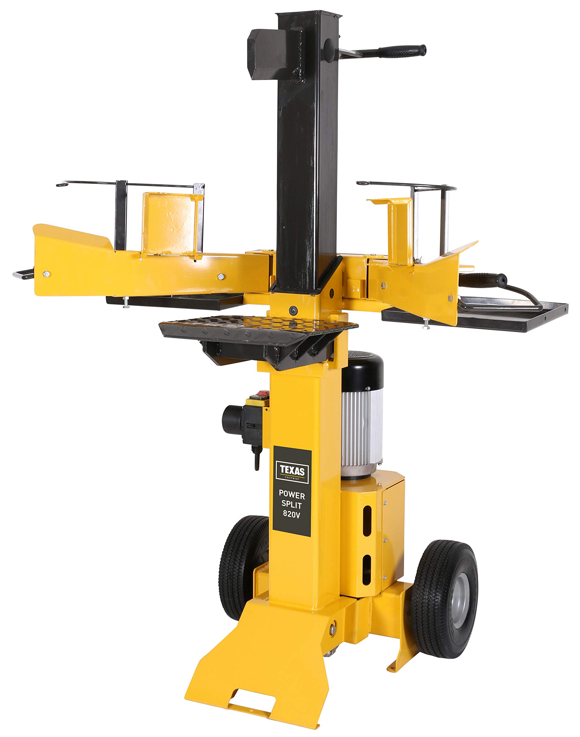 TEXAS Holzspalter 8t Brennholzspalter 8 Tonnen Spalter stehend 230V elektrisch 3500 Watt Power Split 820V | 8 Tonnen Spaltkraft | für Hart- und Weichholz geeignet | große stabile Räder