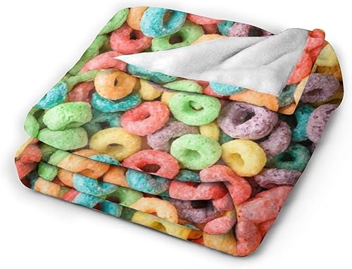 Miniatura 2 de Fruit Hoops - Manta de cereales cálida, ligera, suave, acogedora, cálida, decoración del hogar, 80 x 60 pulgadas, para adultos