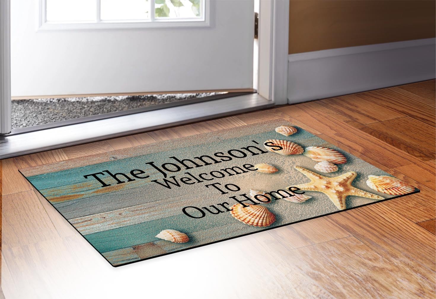 Beachy Gifts Four Lines Your Text Doormat Welcome Mat Nautical Decor Personalized Doormat Beachy