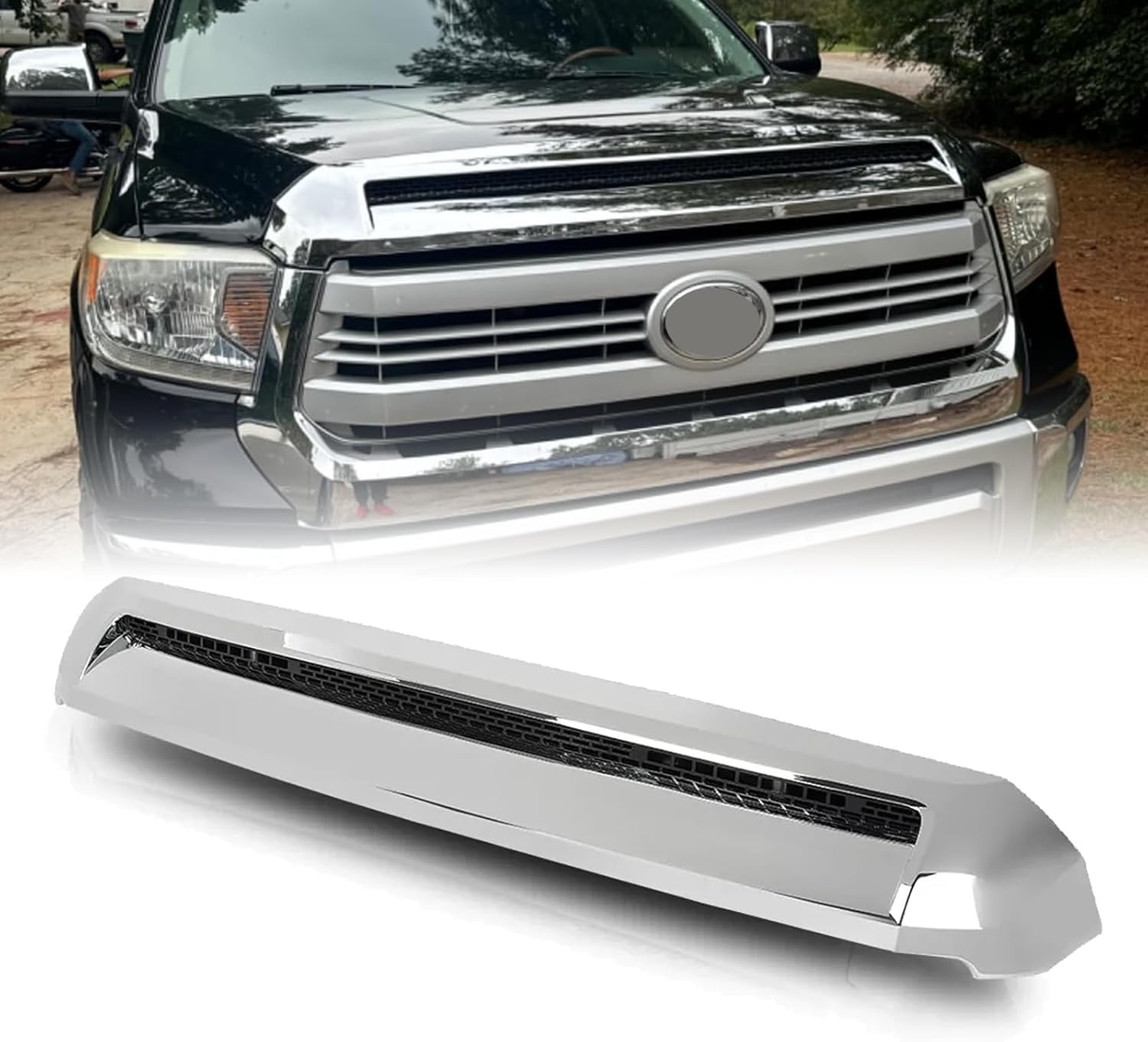 Front Upper Hood Bulge Molding Grille Trim For Toyota Tundra 2014-2021 Chrome Hood Scoop Upper Grille 761800C030 TO1231102