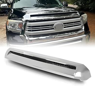 Front Upper Hood Bulge Molding Grille Trim For Toyota Tundra 2014-2021 Chrome Hood Scoop Upper Grille 761800C030 TO1231102