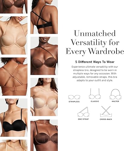 Miniatura 5 de Victoria's Secret Body by Victoria - Brasier sin tirantes ligeramente forrado para mujer (32A-38DDD)