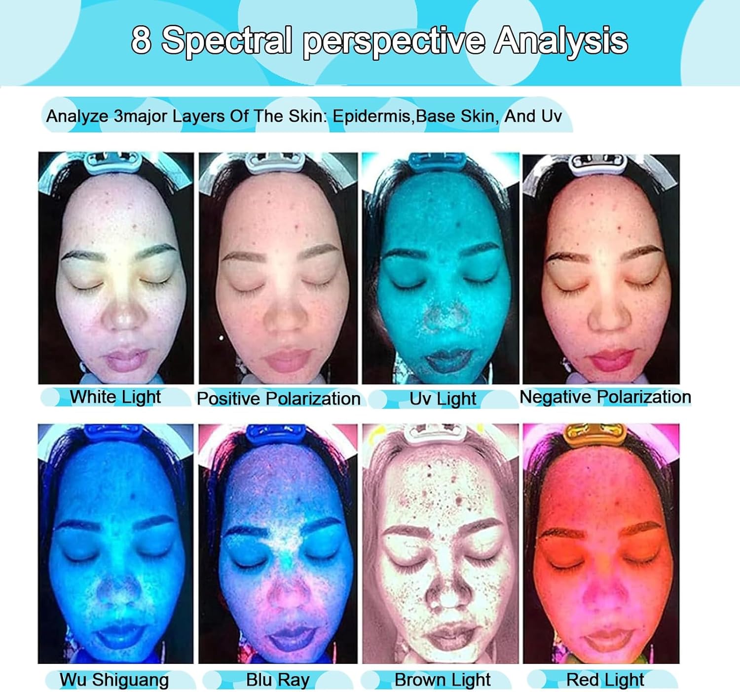 Professional HD Skin Analysis Machine with AI Facial Scanner for Salons & Spas, 8-Spectral Imaging for Acne, Pigmentation & Wrinkle Detection, Multi-Language Support, 21.5" Display