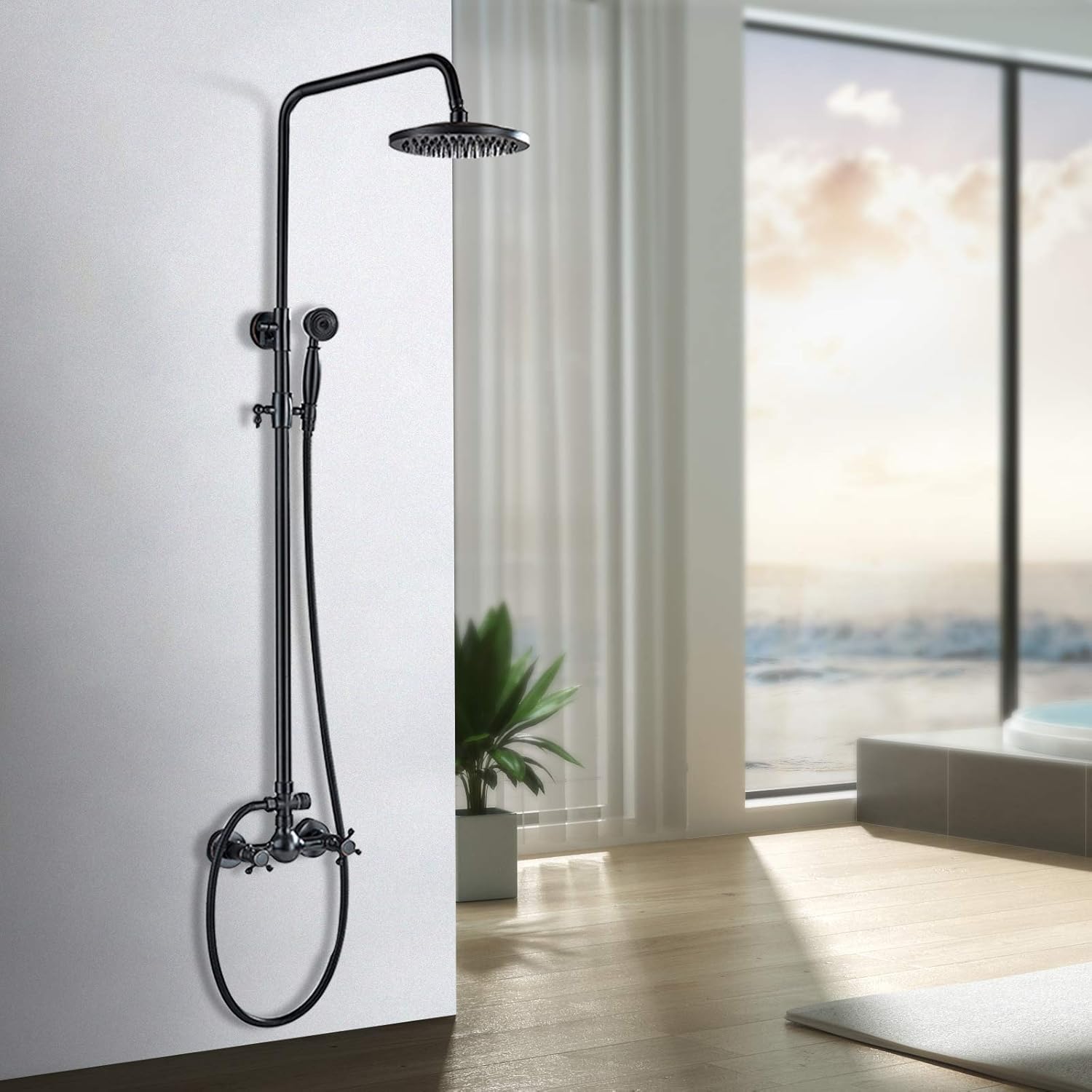 Oil Rubbed Nickel Adjustable Height Rainfall Shower System