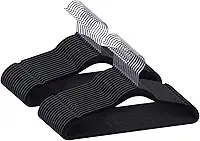 Kit 100 Cabide Veludo Slim Antideslizante Ultra Fino Cor:Preto