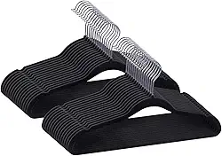 Kit 100 Cabide Veludo Slim Antideslizante Ultra Fino Cor:Preto