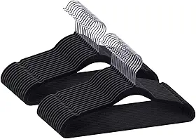 Kit 100 Cabide Veludo Slim Antideslizante Ultra Fino Cor:Preto