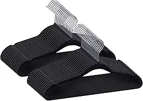 Kit 100 Cabide Veludo Slim Antideslizante Ultra Fino Cor:Preto