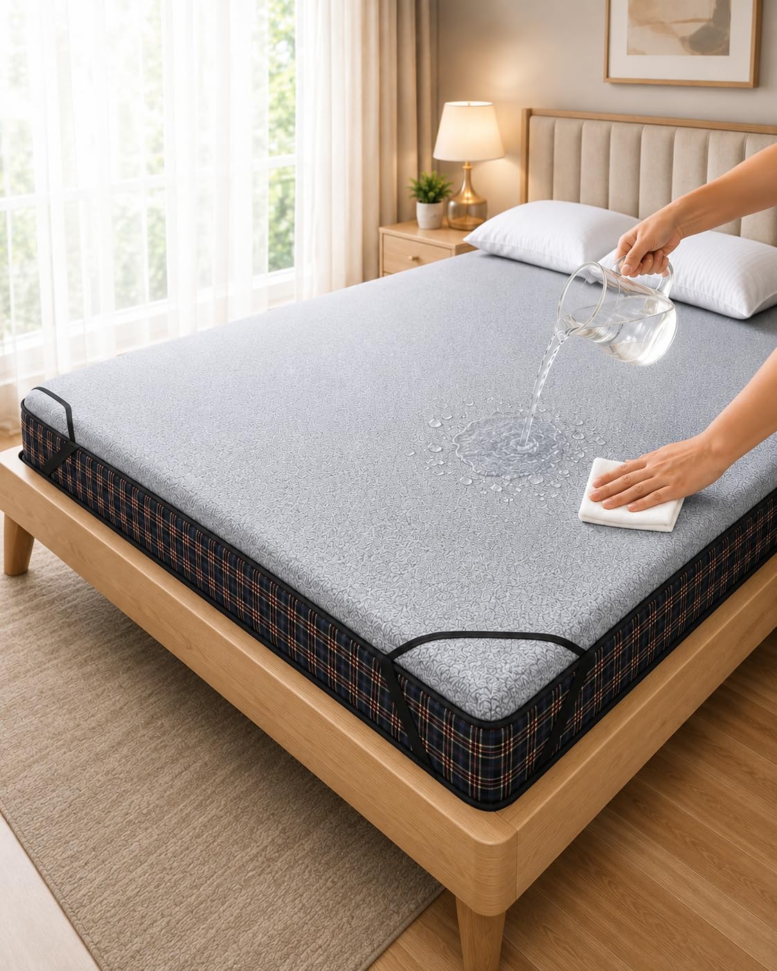 78 x 72 Inch Waterproof Mattress Protector for King Size Bed | Soft Breathable Bed Cover with Elastic Strap Fit | Washable, Reusable & Easy to Clean-picture-31