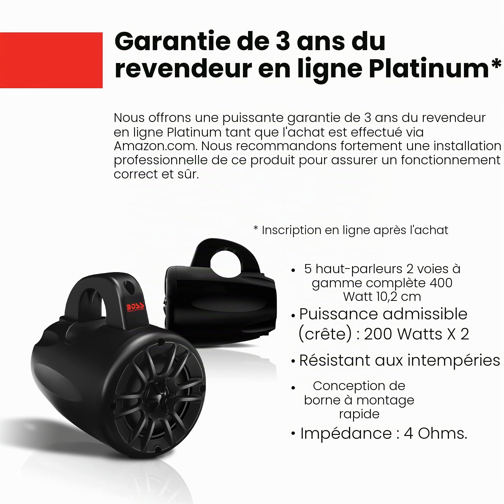 BOSS Audio Systems MRWT40 Haut-Parleur 200 W Noir