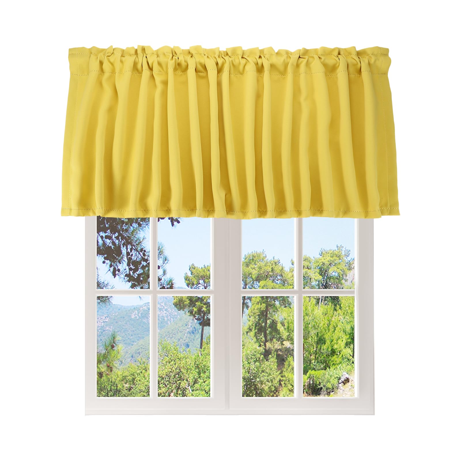 sourcing map Window Valance, 52 x 18 Inch Valance Curtains Yellow