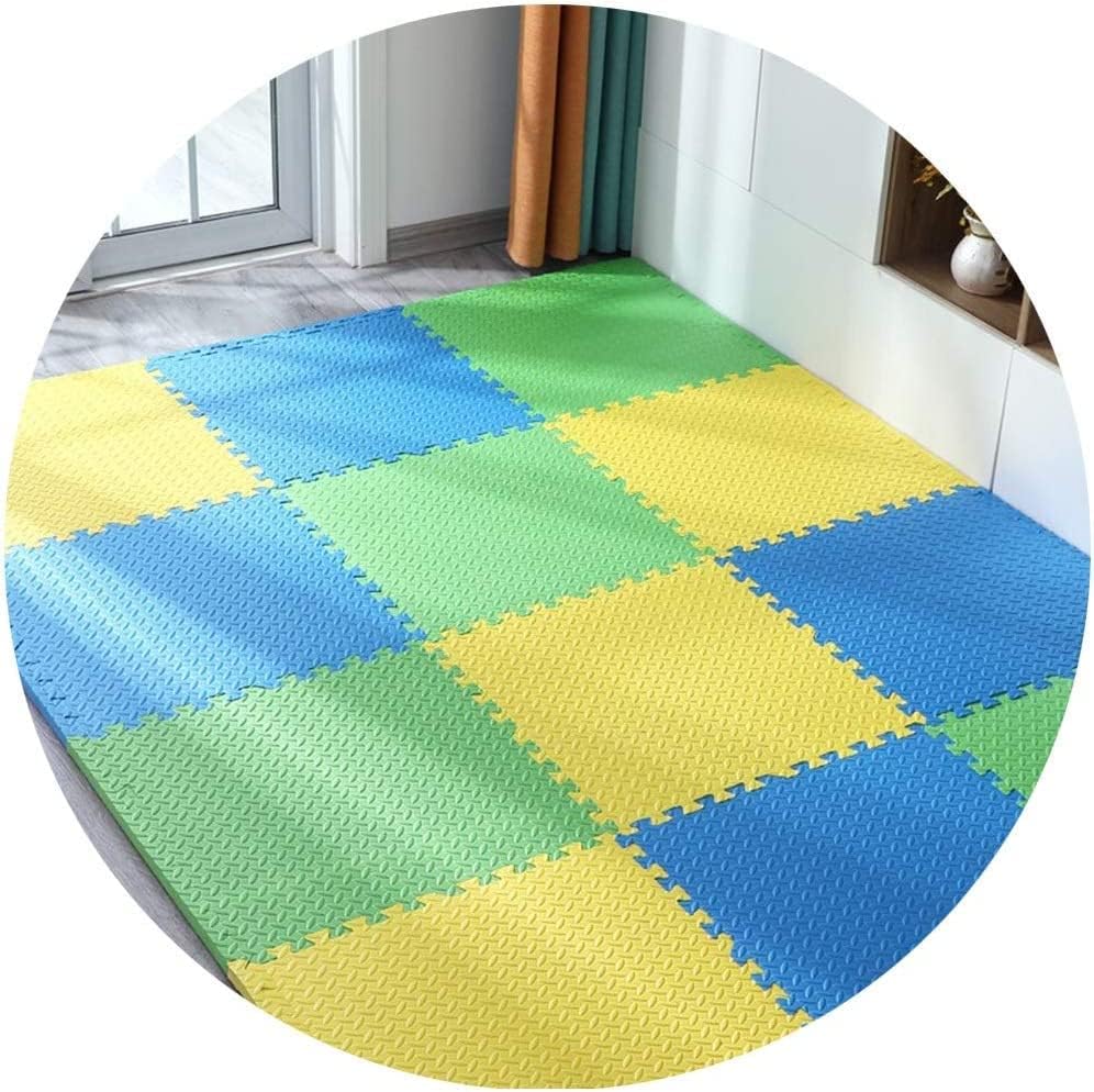 Image of SIGNATRON Puzzle Flooring || Kids Interlocking Play mat || Shops Mat || House Flooring || Play mats for Kids || 12 MM Thick (25 Tiles - 100 Square Feet, Blue - Green - Yellow)