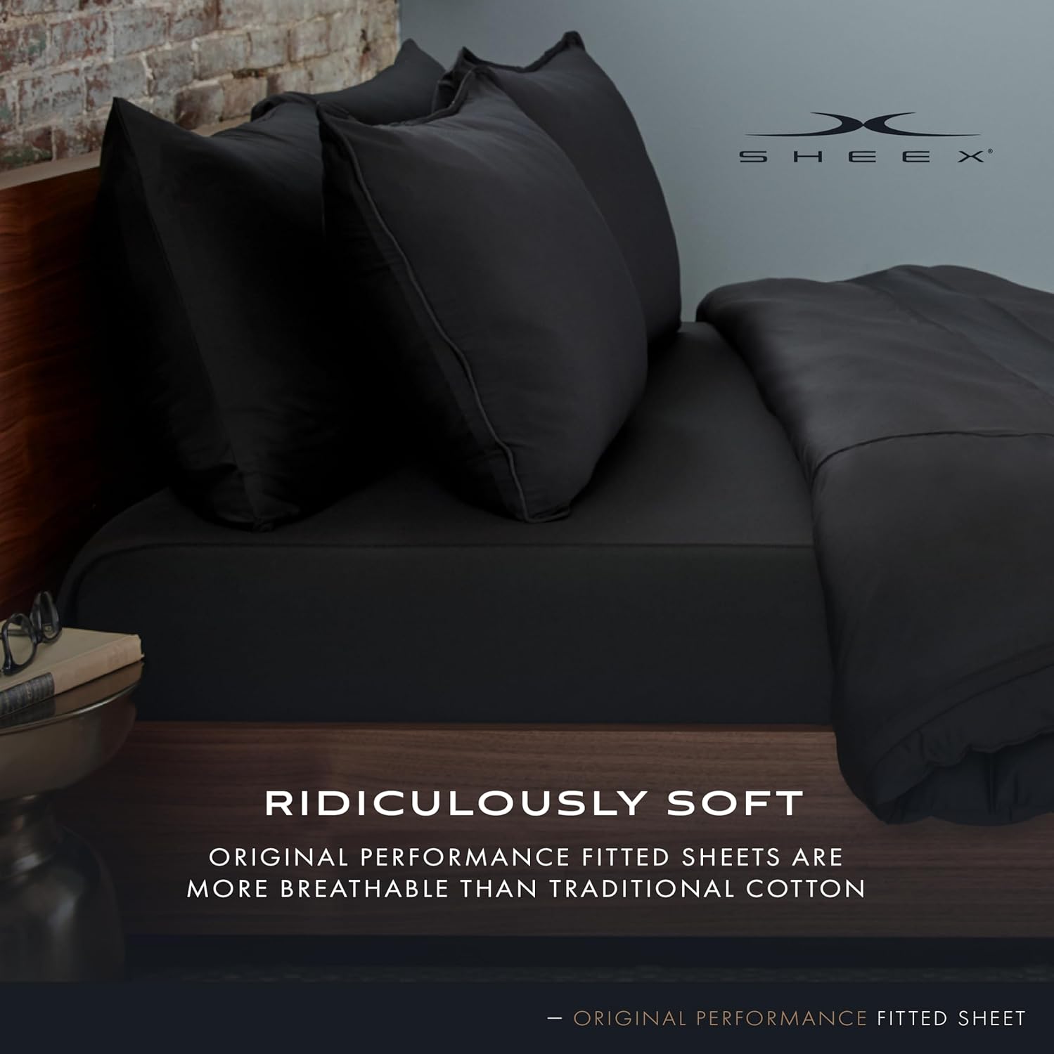 SHEEX Original Performance Cooling Fitted Sheet, 1 Ultra-Soft Fitted Sheet, Deep Pocket Design Fits Mattresses up to 18 Inches, Queen, Bright White