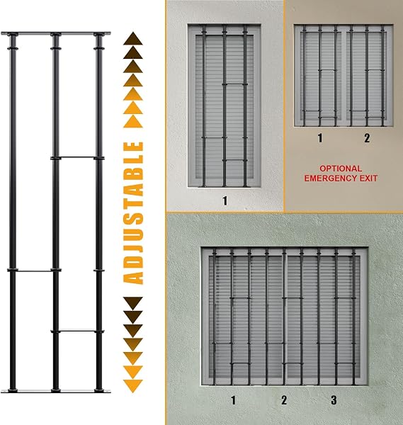 Window Bars - SWB | Adaptable Security Bars for Windows | Model A | Easy and Quick Installation | Adjustable Window protections | Modular System, Price is per 1 Module (Image Shows 3 modules).