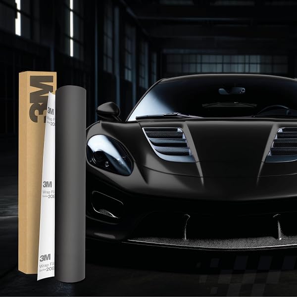 3M 2080 Pellicola autoadesiva per auto, moto, barca, 30 x 152 cm, pellicola protettiva 3D con canali d'aria per la pellicola (DM12 Dead Matte Black) - 1