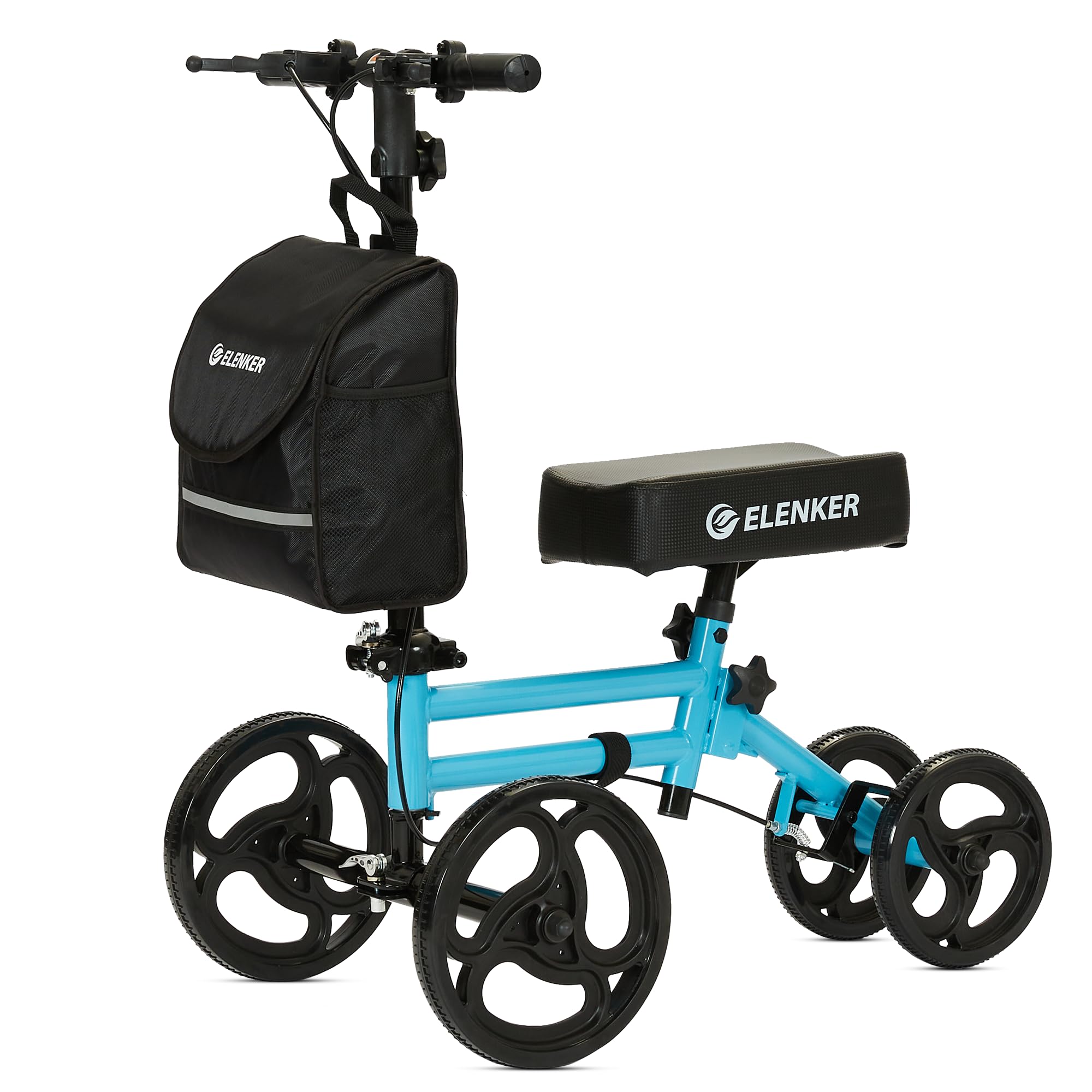 ELENKER Knee Scooter Economy Knee Walker with Dual Braking System for Injury or Surgery to The Foot, Ankle Injuries (Sky Blue)