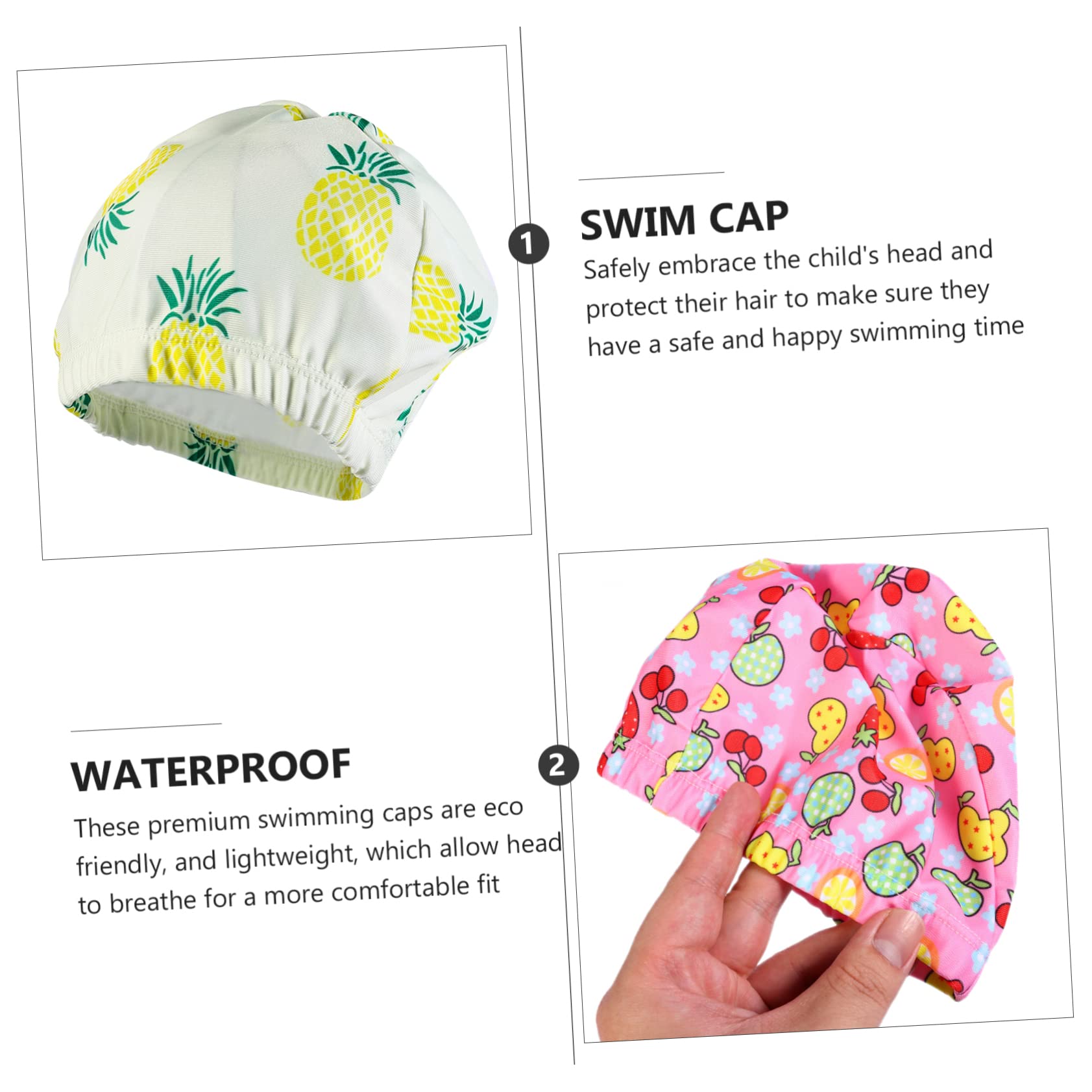 BESPORTBLE 8 Pezzi Cappelli Bagno Berretti Berretti Baby Shower Bambini Orecchie Stampate Stampa Protezione Orecchie Protezione Cartoni Animati Cappello Nuoto Nuotare Bambini In