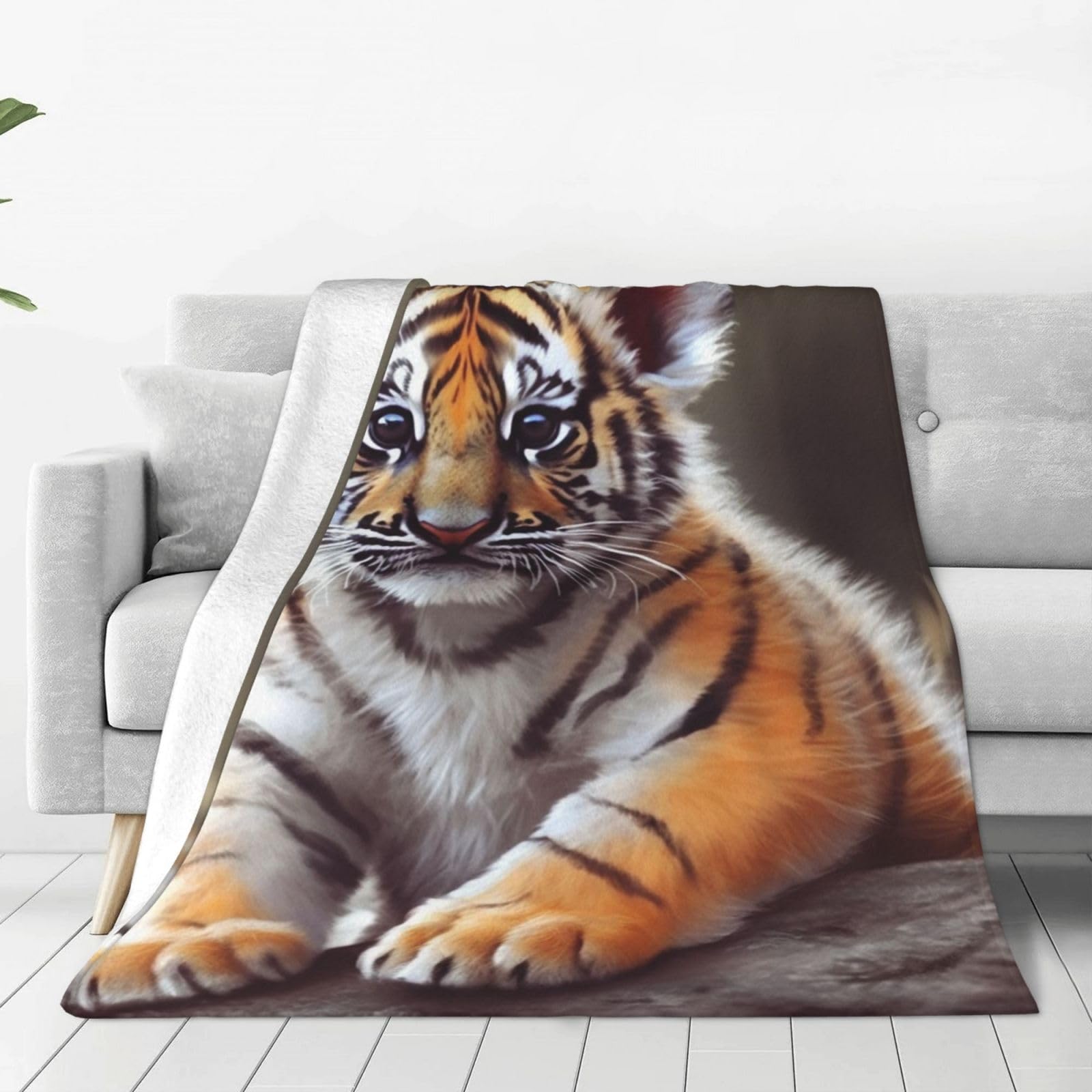 Couverture en flanelle tigre 152x203 cm pour un canapé de salon cosy