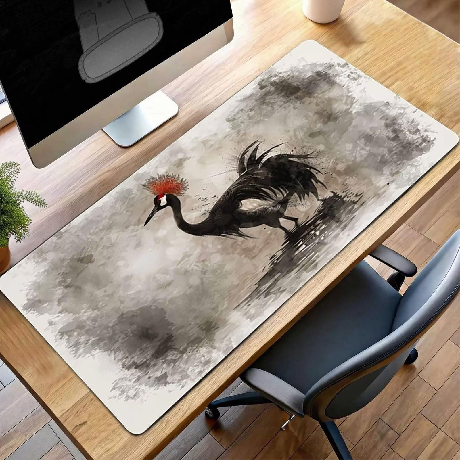 Podkładka pod mysz, podkładka pod mysz do gier ptak XXL 1400x600x3mm, rozszerzona antypoślizgowa gumowa podkładka pod mysz, czarna podkładka pod mysz, ochraniacz na biurko z szytymi krawędziami