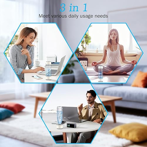 Miniatura 5 de Longtor Botella de agua de hidrógeno, 3 niveles de salida H2 de 170028004000 ppb, generador SPEPEM de 15.2 fl oz, recargable sin BPA, recargable por