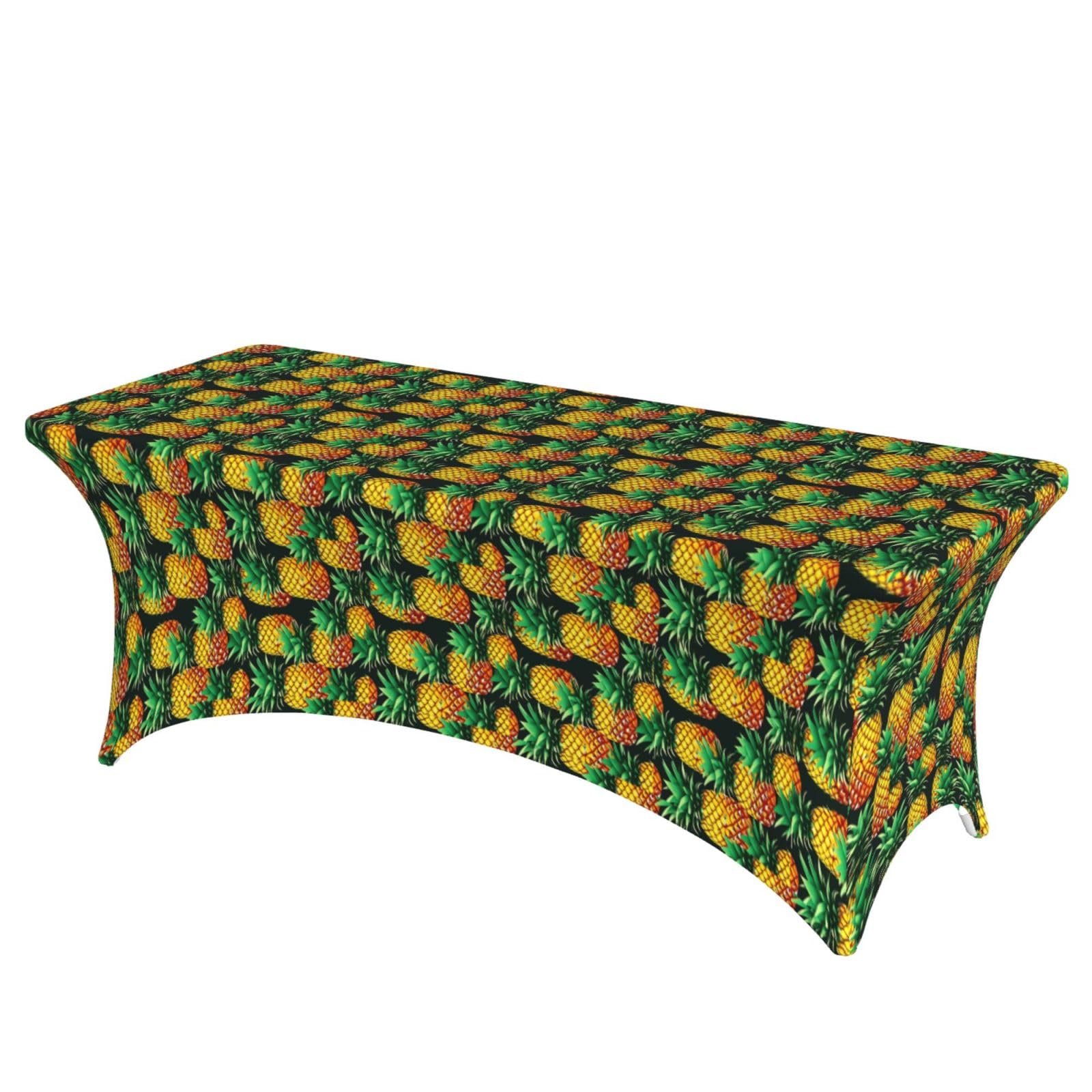AYYQWE Tropical Fruit Pineapples Print Elastic Rectangular Tablecloth For Banquet Outdoor Picnics Office Table Cover