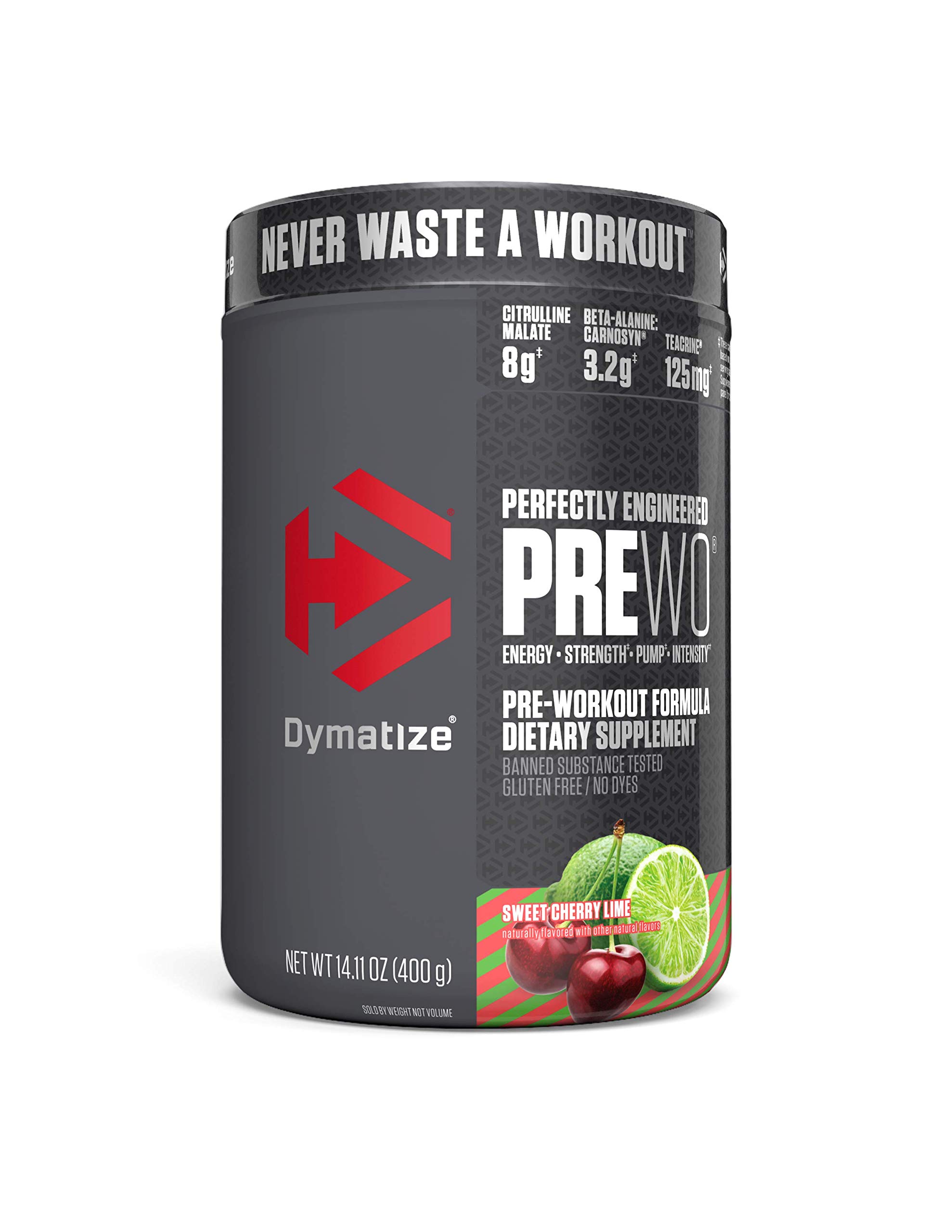 Photo 1 of best by 08/2023***Dymatize Pre Workout Powder with Caffeine, Maximize Energy, Strength & Endurance, Amplify Intensity of Workouts, Sweet Cherry Lime, 14.11 Oz
