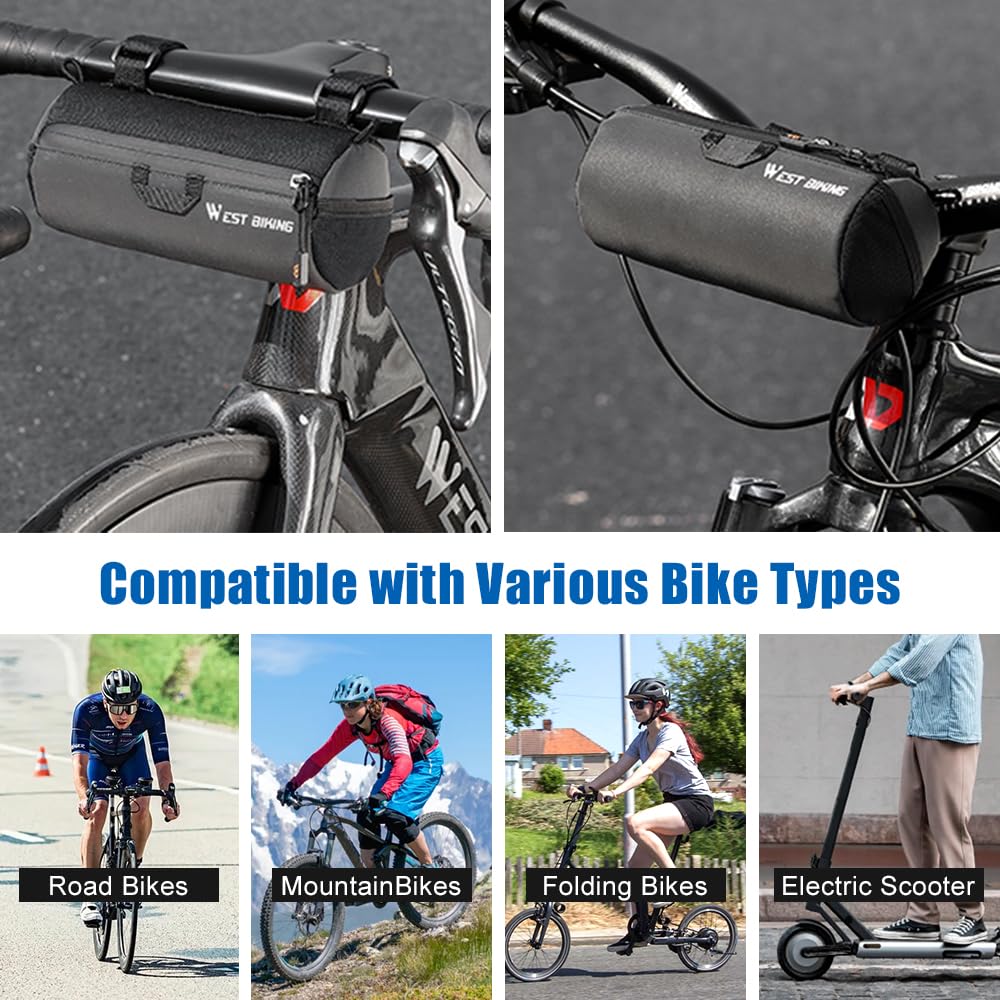 Borsa da manubrio per bicicletta, 1 l, riflettente, con tracolla, per bici da corsa, mountain bike, gravelbike, borsa a tracolla e borsa per tubo superiore, ultraleggera e impermeabile