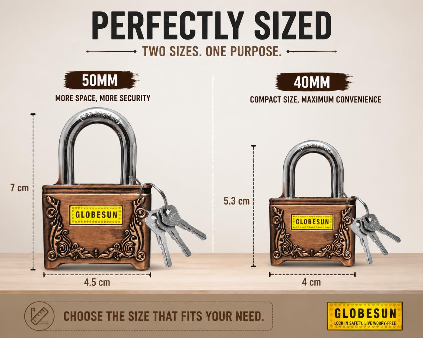 Vintage 50mm Copper Bronze Padlock with 4 Keys, Antique Design — Amazon image 7