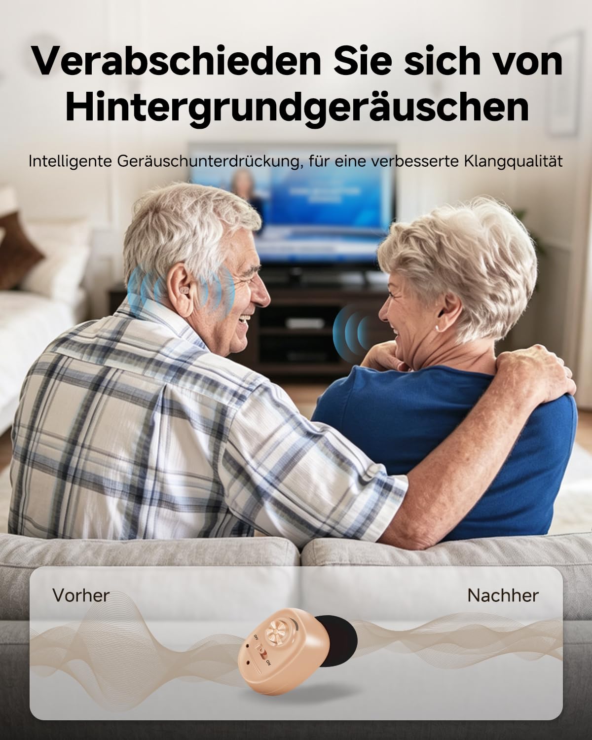 Britzgo Klanggerät,speziell für ältere Menschen entwickelt,mit Rauschunterdrückungsfunktion,macht alltägliche Gespräche mühelos,bietet eine extrem lange Akkulaufzeit (Beige)