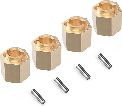 COOWOO Piezas de actualización de cubo hexagonal de rueda de latón de 0.157 in para 118 TRX-4M o 124 SCX24 RC Crawler Cars - Juego de 4