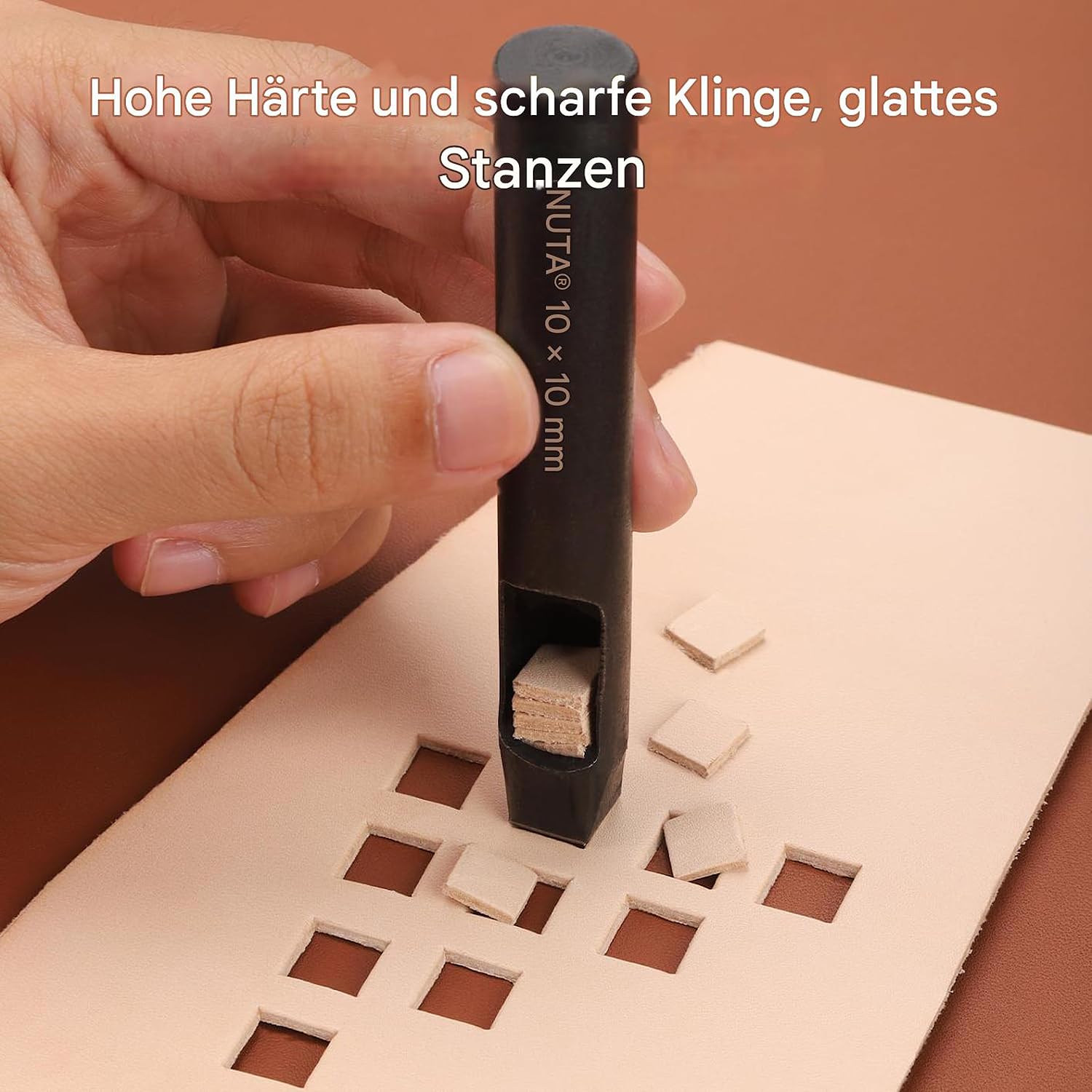 WUTA Quadratische Lochstanzer Leder, 10-teilige Kohlenstoffstahl Locheisen Set Für Gürtel, Uhrenarmbänder, DIY Lederhandwerk(2 * 2-15 * 15mm)