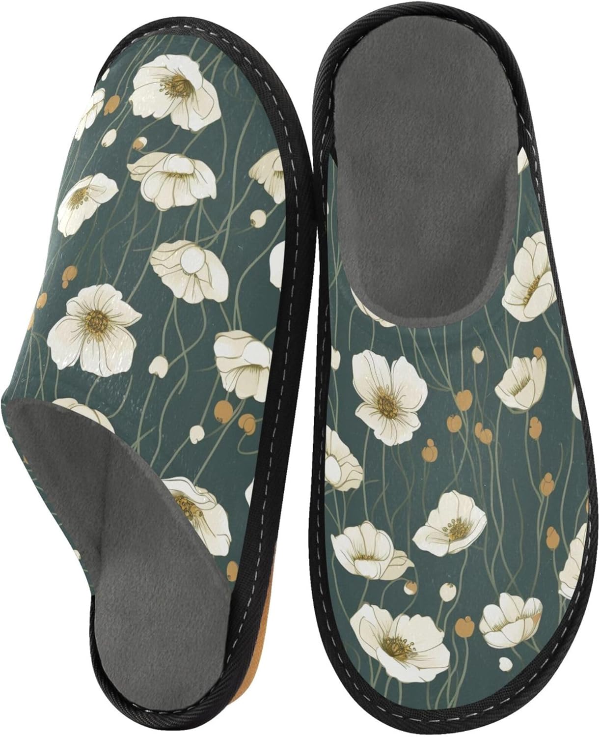 Flowers House Slippers – Cozy Fuzzy Slippers for Guests, Washable & Disposable, Perfect for Shoeless Home, Spa & Hotel Use A111547