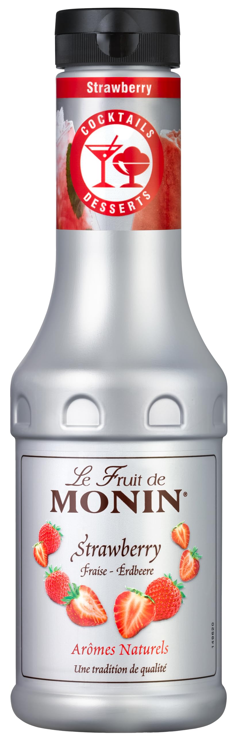 MONIN Le Fruit Erdbeere - Fruchtpüree Mix 0,5 l | Erdbeerpüree & Fruchtzubereitung für Cocktails, Matcha, Smoothies, Milchshakes und Desserts