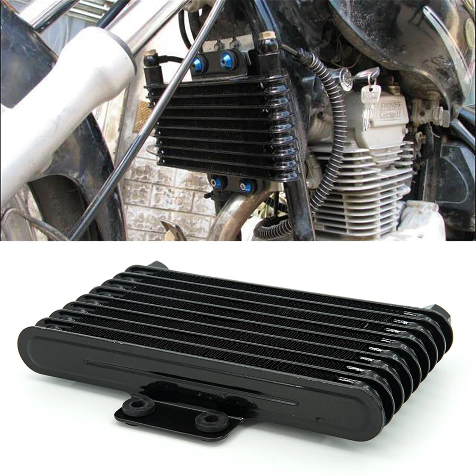 ręczny przetwornik chłodnicy Chłodnica oleju motocyklowego, chłodnica oleju silnika, pasująca do quadów terenowych o pojemności 125 cm3-250 cm3, 125 ml, srebrna, SO-10(Black m12 x 1.25)