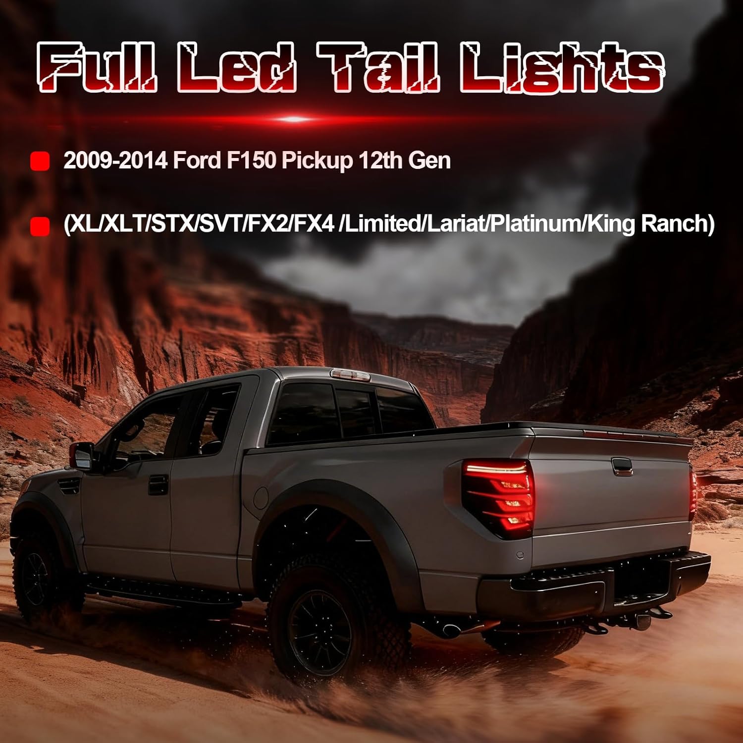 Daikokuya Sequential Full Led tail lights Compatible with 2009-2014 Ford F150, Starting Animated, Dynamic Turn Signal,Brake Light, Reverse Light Rear Light Assembly, Smoked