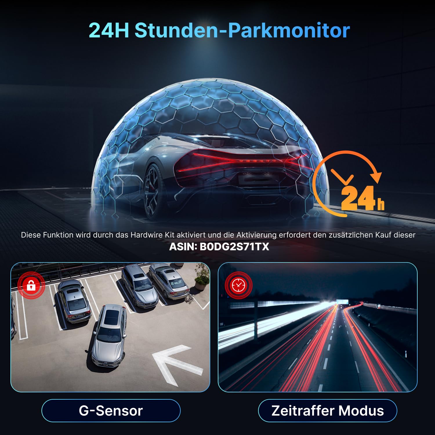 Miofive Dual Auto Kamera,Dashcam Auto mit 4K,2160 * 1440,Dash Cam Auto 5.8GHz WiFi mit 32GB SD Karte, Dual hinten Dashcam mit Nachtsicht, GPS, HDR, G-Sensor, Loop-Aufnahme, APP Steuerung, Max 512GB