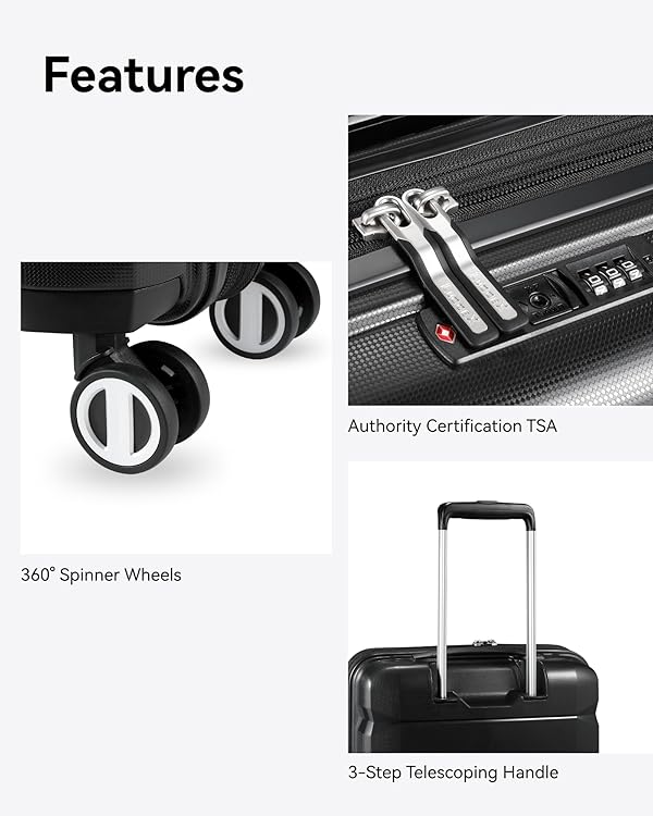 LUGGEX Carry On Luggage Set of 2, PP Expandable Lightweight Suitcase for Travelling with Cosmetic Case (EX-Core, Black, 14/20) by LUGGEX - Image 6