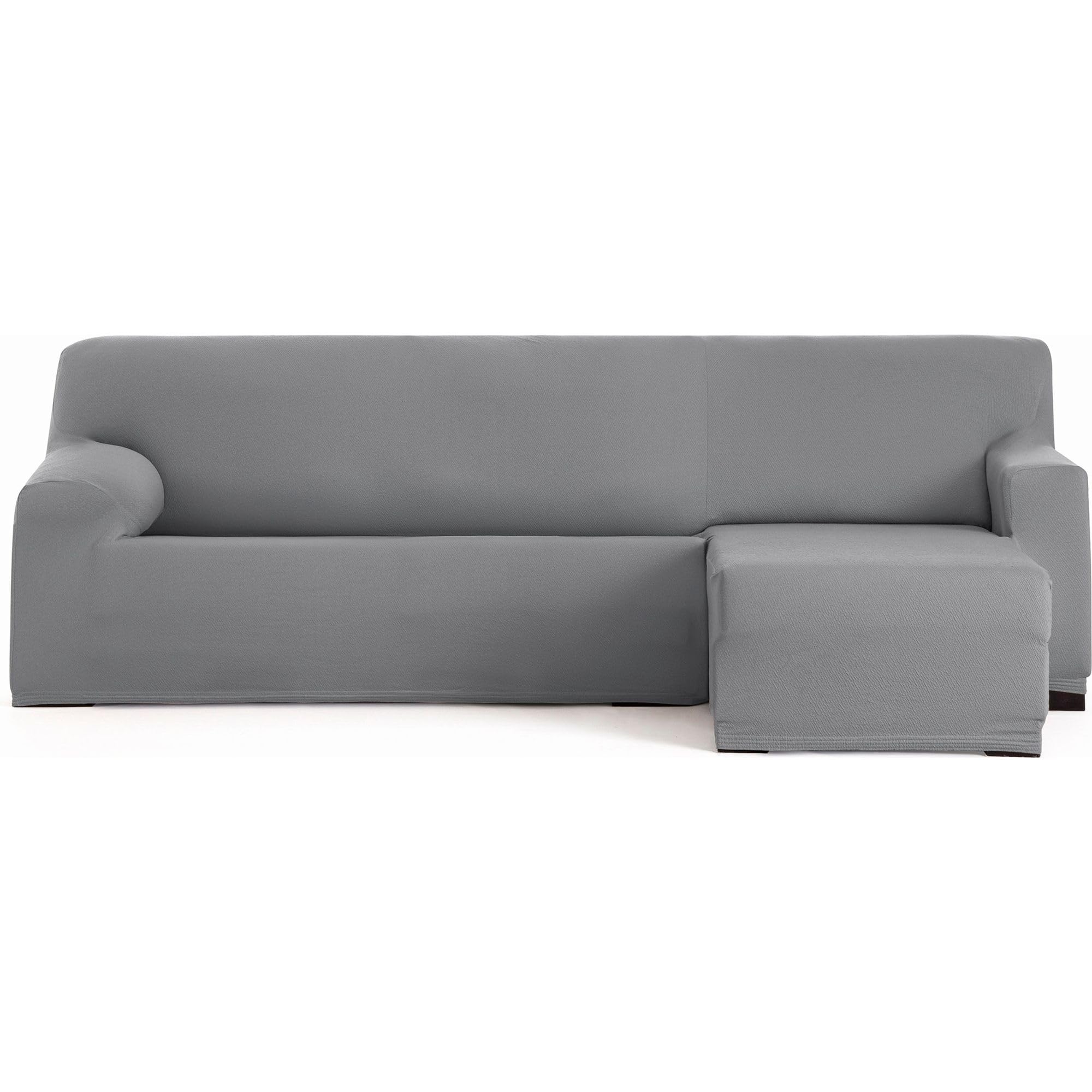 ECOMMERC3 Chaise longue Cover Short Right Arm Bi-Elastic Breathable – Grey Chaise Lounge Sofa Cover – Elastic and Foam Adjustment – Wear Protection